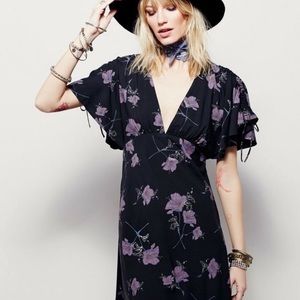 Free People Black Floral Dress, Size 6